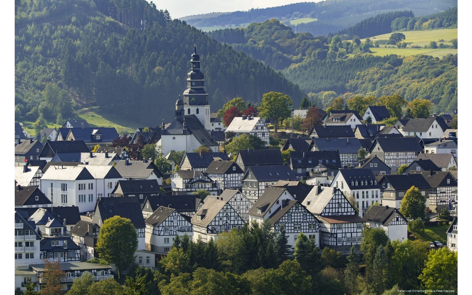 Town center of Hallenberg with half-timbered houses