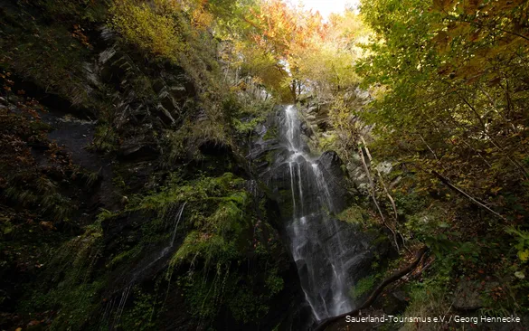 The water gently ripples down the Plästerlegge, NRW's largest waterfall.