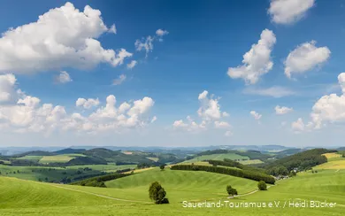 View over the Sauerland landscape near Oberhenneborn in spring.