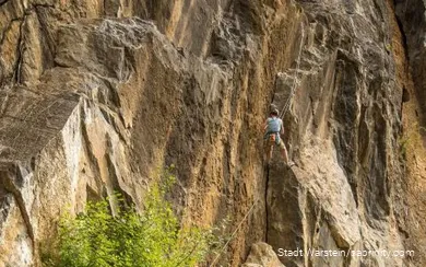 Climbers rock climbing in Warstein