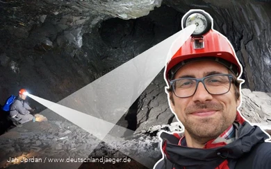 Travel blogger Jan Jordan in the Nuttlar slate mine.