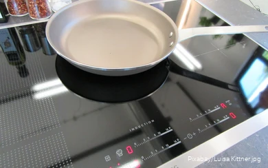 Een pan op de kookplaat.