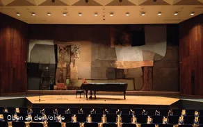Das Saal der Stadthalle mit dem Kunstwerk im Hinte