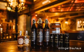 Alle Alkoholischen Erzeugnisse des Willinger Brauhauses aufgereiht.