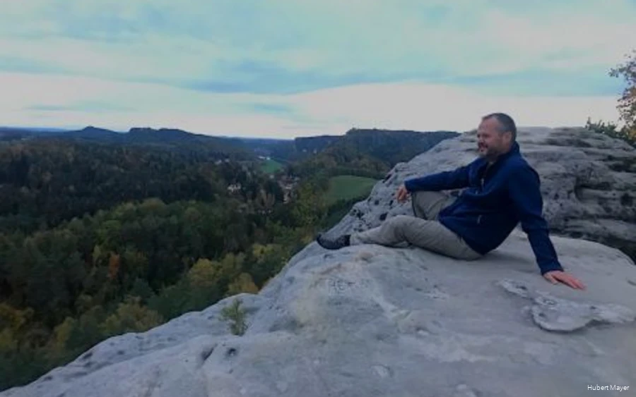 Hubert Mayer enjoys the landscape on one of his trips.