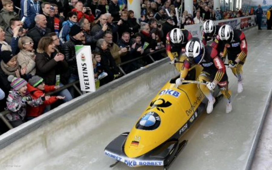 Der deutsche 4er-Bob bei der WM in Winterberg im Jahr 2015.