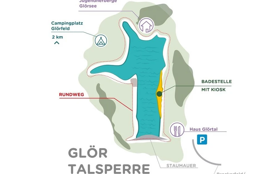 Übersicht Glörtalsperre Übersicht Glörtalsperre