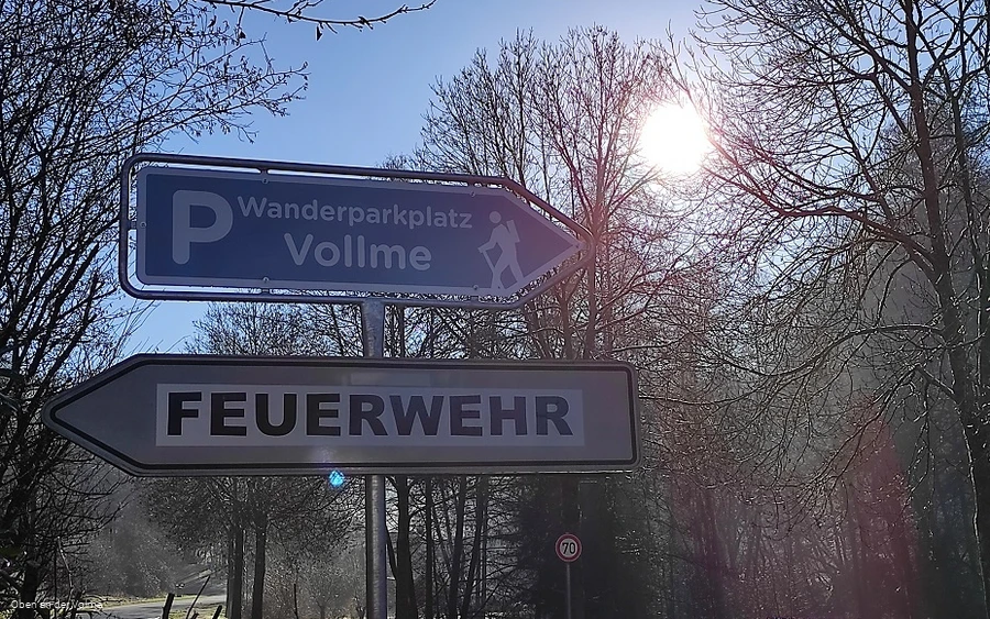 Wegweiser Wanderparkplatz Vollme Herlinghausen