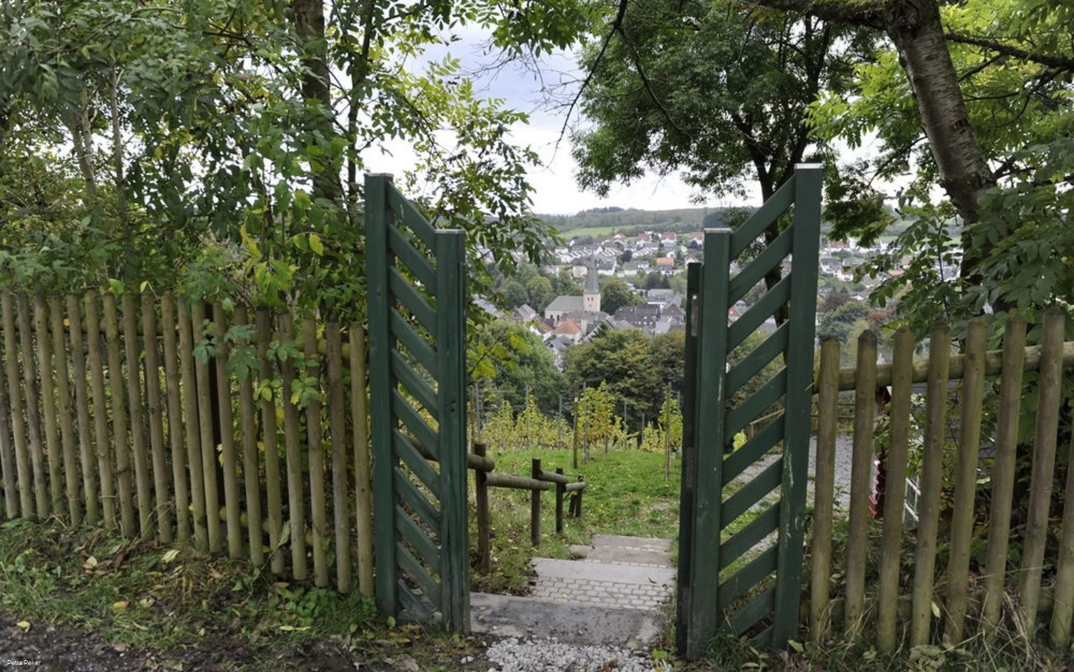 Blick auf Neuenrade durch das Tor vom Weinberg