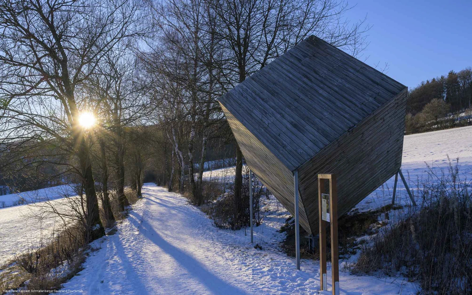 1. Station: "Zuwachswürfel" auf dem Familienerlebnisweg Schmallenberg