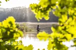 An angler stands with his fishing rod in the Sorpesee.