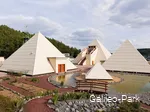 View of the Sauerland pyramids in the Galileo Park in Lennestadt-Meggen.