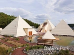 View of the Sauerland pyramids in the Galileo Park in Lennestadt-Meggen.
