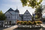 Hallenberg town center with fountain and half-timbered houses
