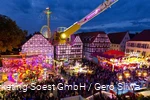 View of the colorful hustle and bustle at the Soest All Saints' Fair.