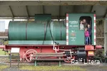 The family on a historic locomotive.